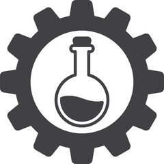 Wall Mural - Chemical flasks and gears illustration in minimal style