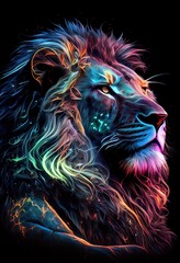 Wall Mural - lion Portrait illustration in vibrant colors abstract neon