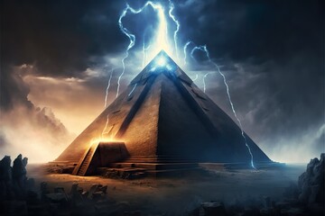 pyramid lightning in the night