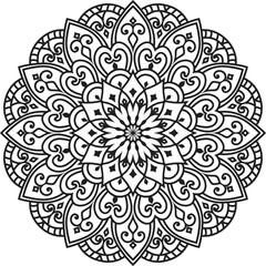 Wall Mural - Adult coloring page Mandala.Antistress Coloring Page Mandala.Hand drawn illustration vector