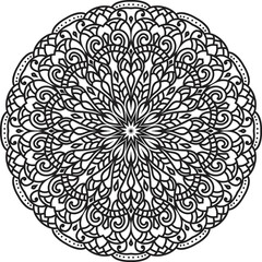 Wall Mural - Anti-stress coloring book page for adults. Doodle pattern with ethnic mandala ornament.