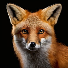 Red Fox Face Close Up Portrait - AI Illustration 03
