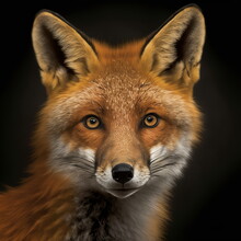 Red Fox Face Close Up Portrait - AI Illustration 06