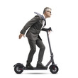 © stokkete - PNG file no background Fast businessman riding an electric scooter