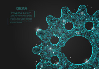 Wall Mural - abstract isolated blue image of a gear. polygonal illustration looks like stars in the blask night s