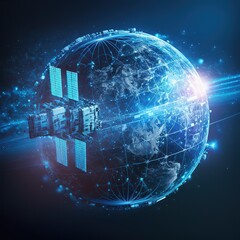 Aufkleber - Satellite network in space concept. Futuristic modern , AI