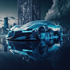 Canvas Print - Futuristic car. Futuristic modern. Generative AI