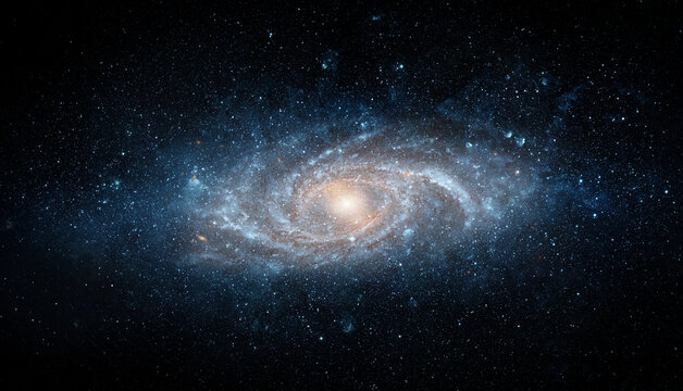 Wall Mural - View from space to a spiral galaxy and stars. Universe filled with stars, nebula and galaxy,. Elements of this image furnished by NASA.