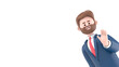 3D illustration of smiling bearded american businessman Bob saying hello.3D rendering on white background.
