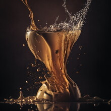 Elegant Gold Splash Liquid With Bubbles In Motion Reflecting Elegance And Luxury 3D Illustration  