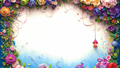 Poster - flower frame with white background