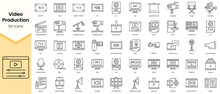 Simple Outline Set Of Video Production Icons. Linear Style Icons Pack. Vector Illustration