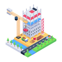 Sticker - Download this amazing isometric illustration of construction building 