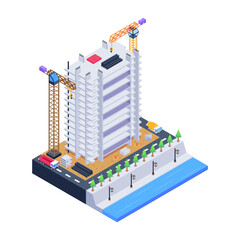 Sticker - Download this amazing isometric illustration of construction building 