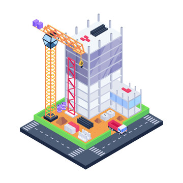 Download this amazing isometric illustration of construction building 