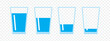 Full and empty glass of water flat icon set, single color, outline and fill