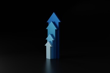 Poster - Up arrows of different colors. The concept of the growth of statistics and the development of the company, life. 3D rendering, 3D illustration.
