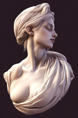 Wall Mural - Greek bust, the face of a beautiful ancient woman carved in stone and marble