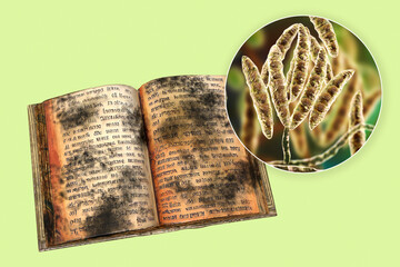 Poster - Mold in old books, conceptual illustration