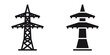 ofvs242 OutlineFilledVectorSign ofvs - electric power transmission vector icon . electric tower sign . isolated transparent . outline and filled version . AI 10 / EPS 10 . g11582