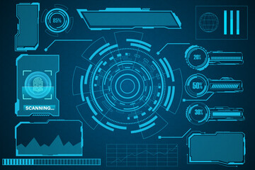 Wall Mural - abstract technology futuristic concept hud interface hologram elements of digital data and circle