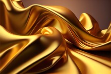  A Gold Cloth With A Wavy Design On It's Surface. Generative AI