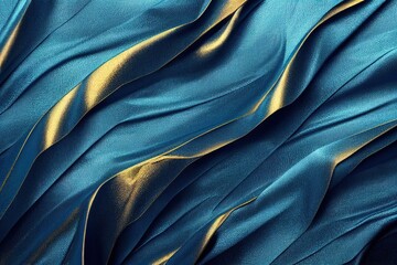 Wall Mural - a blue and gold background with wavy lines on it's surface. Generative AI