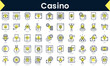 Set of thin line casino Icons. Line art icon with Yellow shadow. Vector illustration