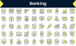 © PixSet - Set of thin line banking Icons. Line art icon with Yellow shadow. Vector illustration