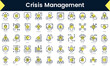 Set of thin line crisis management Icons. Line art icon with Yellow shadow. Vector illustration