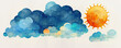 Watercolor sun and clouds isolated Vector