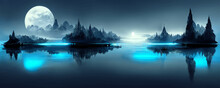 Futuristic Night Landscape With Abstract Landscape