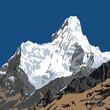 Mount Ama Dablam vector illustration, Himalayas mountains, Khumbu valley, Everest area, Nepal