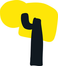 Yellow Black Abstract Tree, Plant Illustration