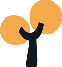 Orange Black Abstract Tree, Plant Illustration