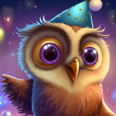 This adorable illustration features a cute owl with its big eyes looking straight ahead.