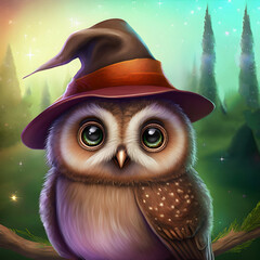 This adorable illustration features a cute owl with its big eyes looking straight ahead.