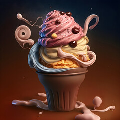 This illustration depicts a delicious bowl of ice cream