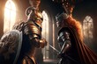Epic battle between king and queen in armor