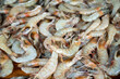Fresh uncooked tiger prawns at Asian fishmarket