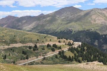 Scenic landscape of the Rocky Mountains at the Continental Divide in Colorado, USA