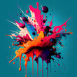 © ReisMedia - illustration of a splash of paint. colorful paints smudges, spatter. generated sketch art