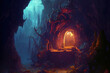 fantasy scene, the treasure at the end of a dungeon.generated sketch art