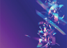 Kaleidoscope Effect. Blue Shiny Sparkles. Cristal Tinsel. Retro Banner. Laser Carnaval Sunlight. Transparent Background. Festive Foil. Webpunk Art. Pink Kaleidoscope Effect