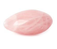 Mineral Natural Semiprecious Stone Pink Quartz Gemstone. Isolated On A White Background. Geology.