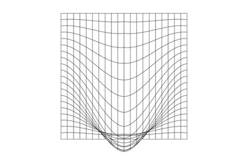 Wall Mural - distorted outline square grid. warped mesh texture. futuristic net with convex effect. geometric def
