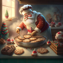 Santa Claus In The Kitchen In Christmas
