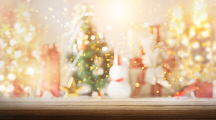 Wall Mural - Christmas tree blurred bokeh background