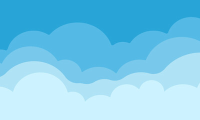 Wall Mural - illustration cute sky clouds beautiful stylish isolated blue on background