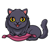 Fototapeta  - Cute highland fold cat cartoon on the pillow